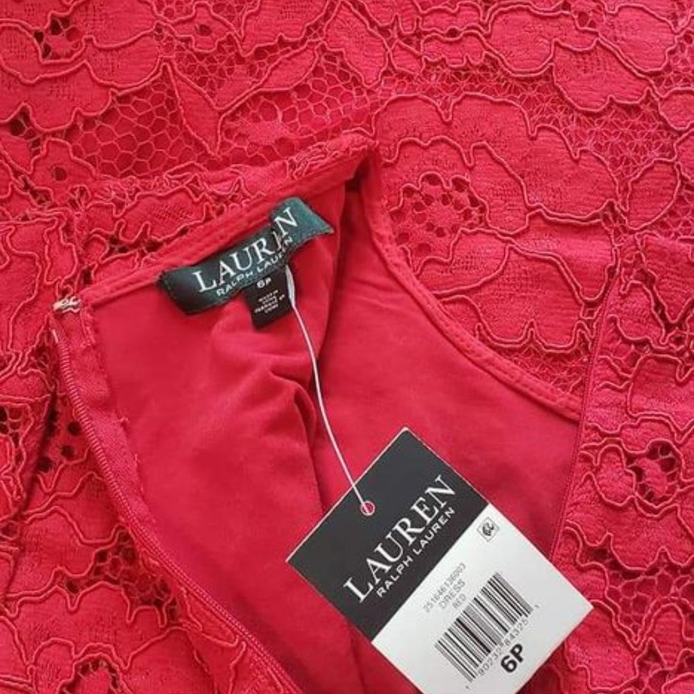 Ralph Lauren Red Lace Dress NWT